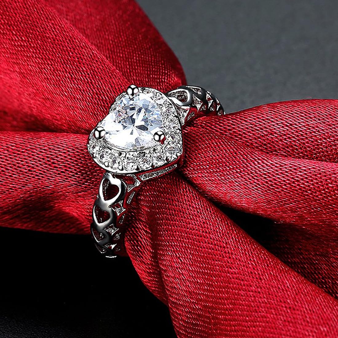 Adjustable Silver Crystal Two Piece Ring