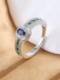 Blue Crystal Silver Toned Ring