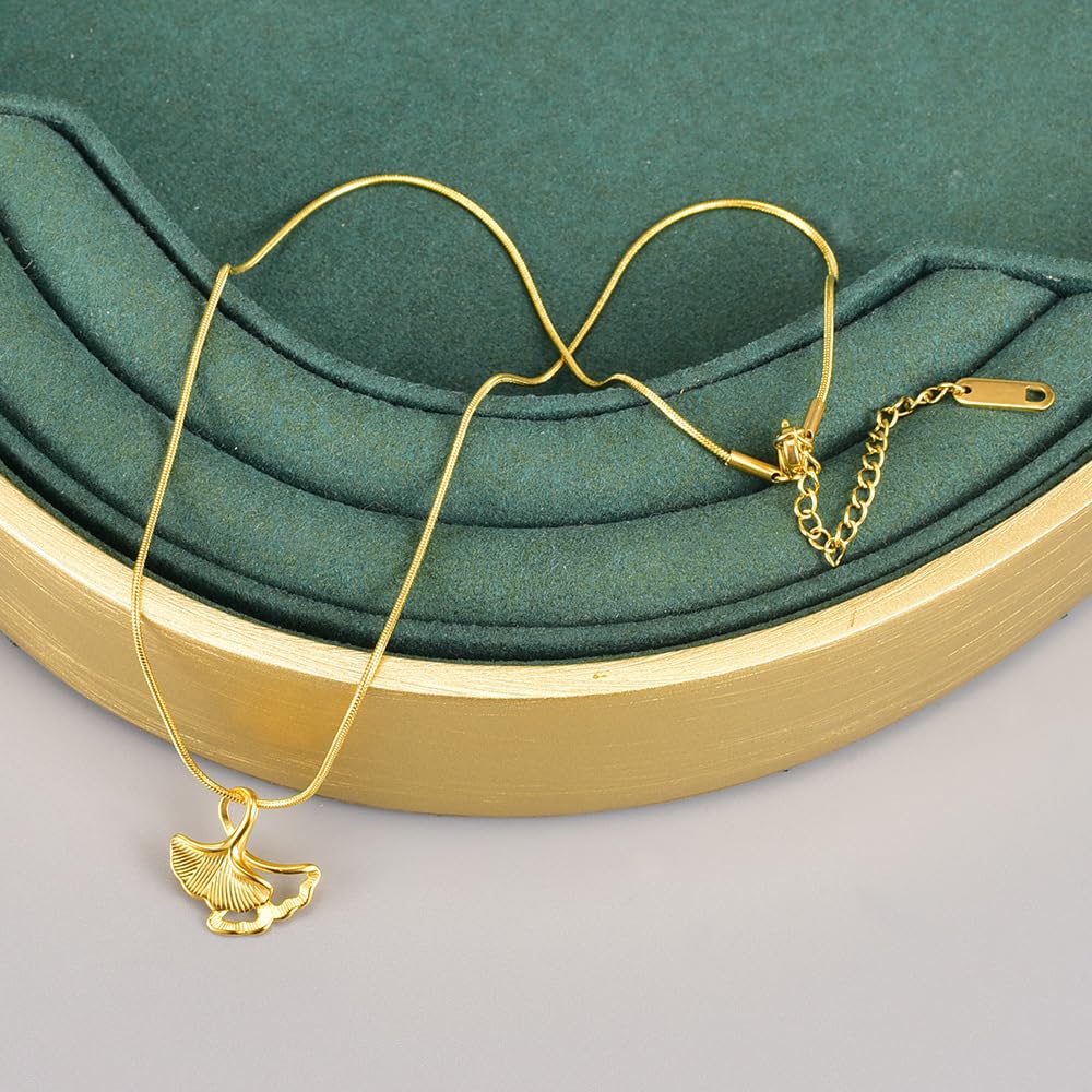 Ginkgo Leaf Gold Plated Pendant Necklace