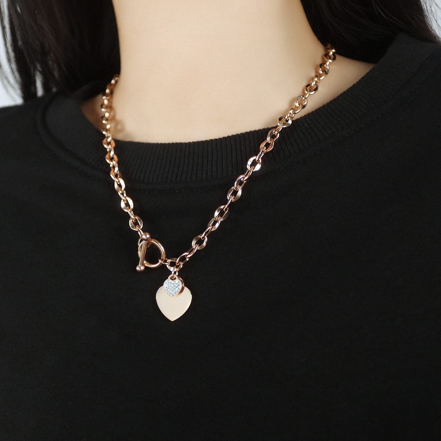 Rose Gold Heart Chain Necklace