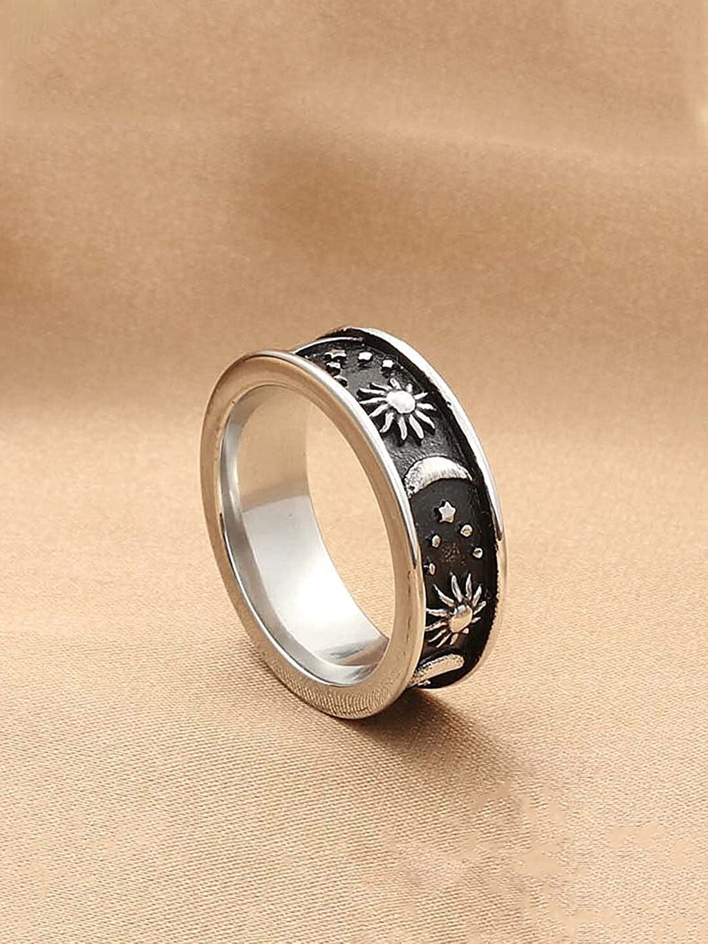 Stainless Steel Sun Moon Universe Ring