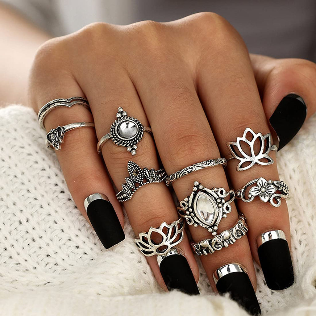 Silver Oxidised Flower Midi Finger Ring
