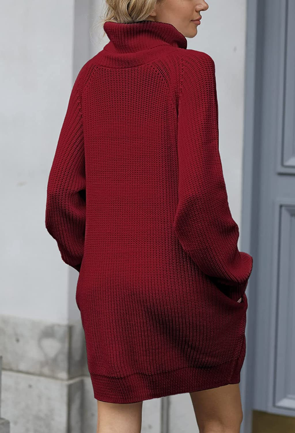Loose Turtleneck Oversize Pullover Sweater Mini Dress