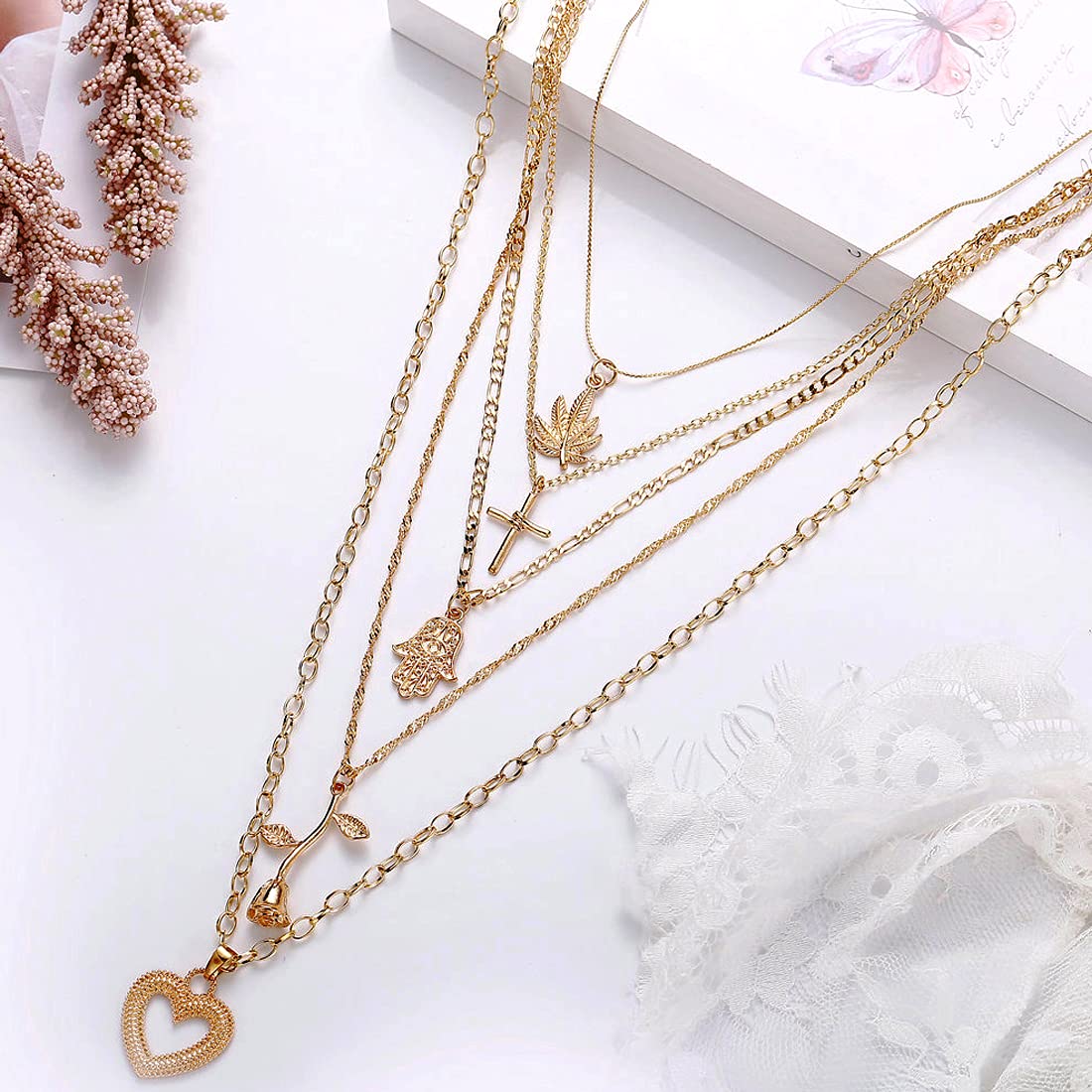 Silver Gold Layered Choker Necklace