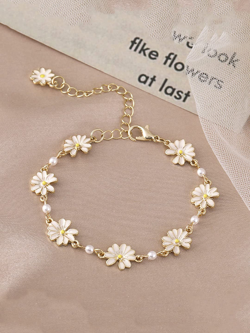 Floral Pearl Gold Chain Necklace
