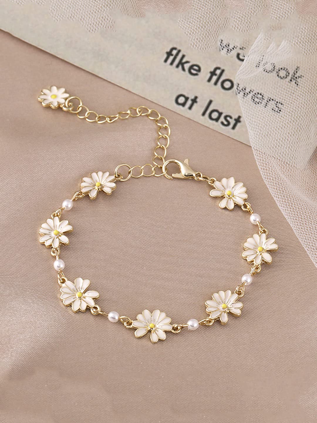 Floral Pearl Gold Chain Necklace