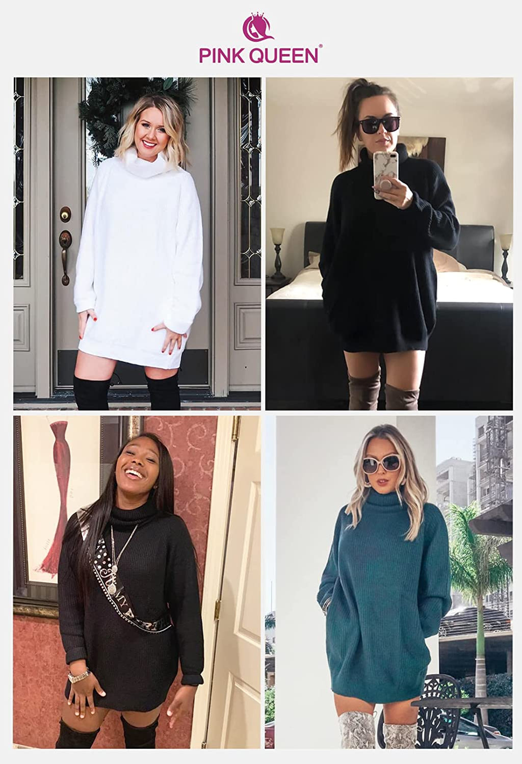 Loose Turtleneck Oversize Pullover Sweater Mini Dress