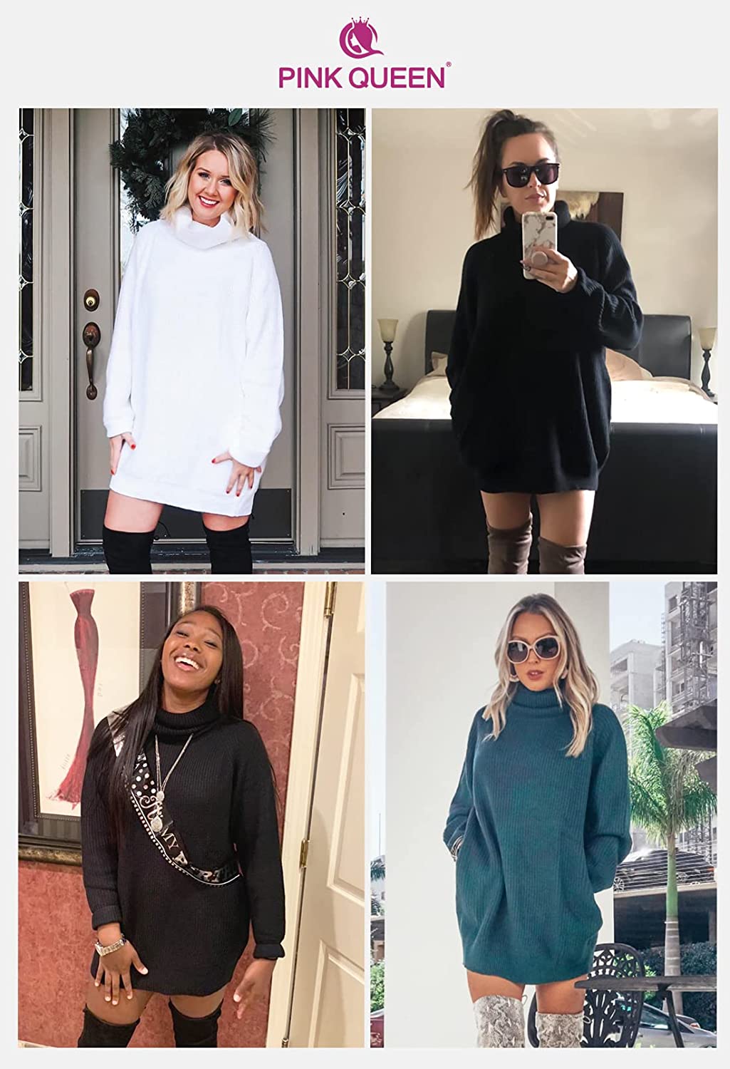 Loose Turtleneck Oversize Pullover Sweater Mini Dress
