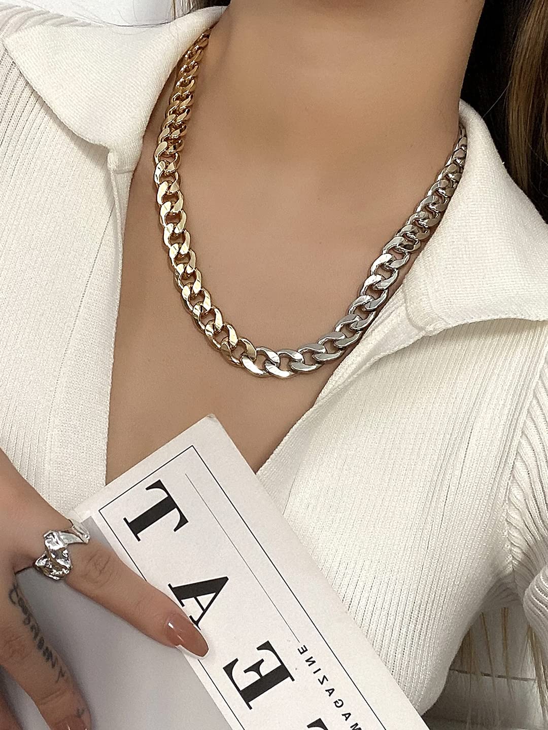 Dual Toned Link Chain Necklace