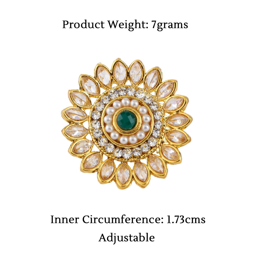 Gold Plated Floral Cocktail Adjustable Ring