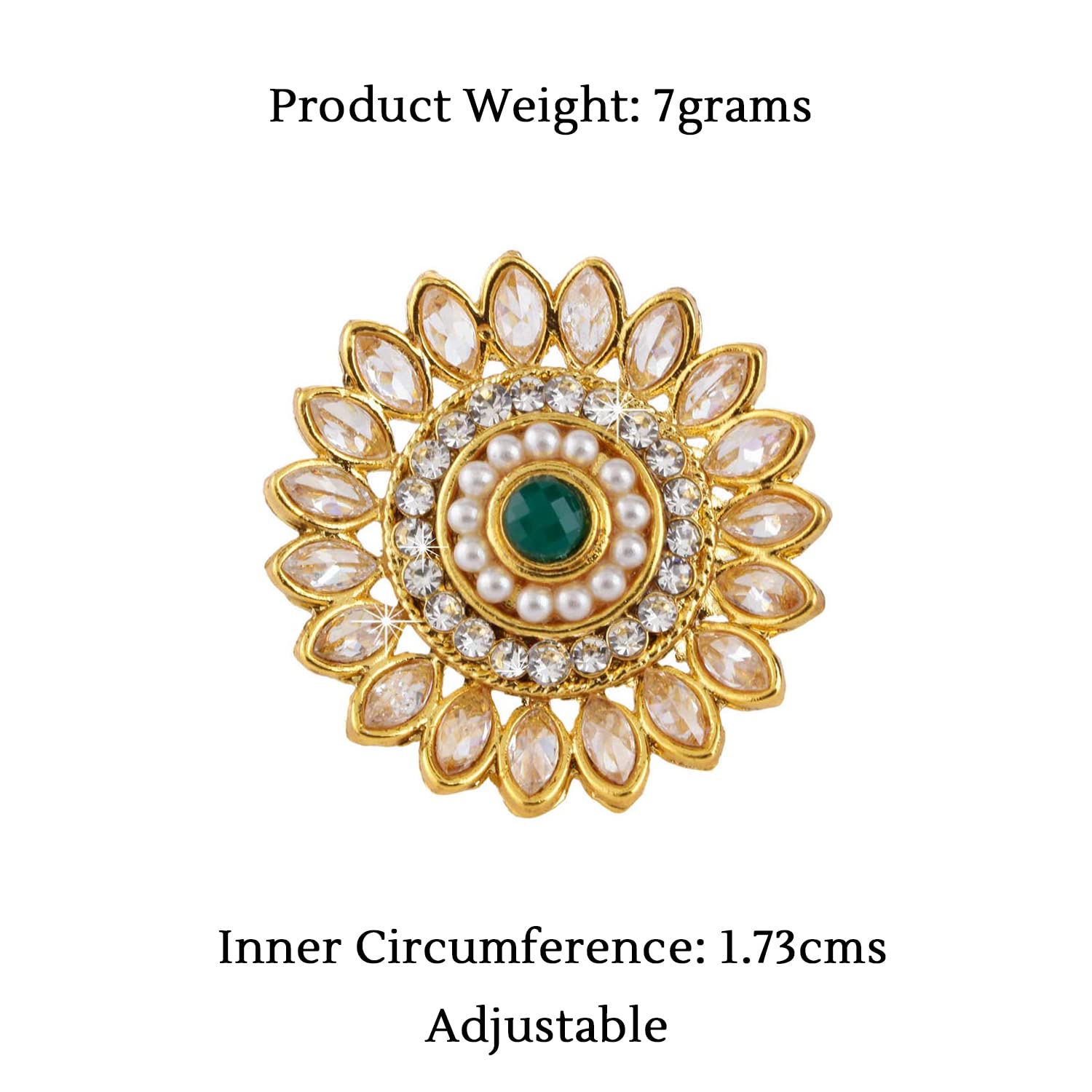 Gold Plated Floral Cocktail Adjustable Ring