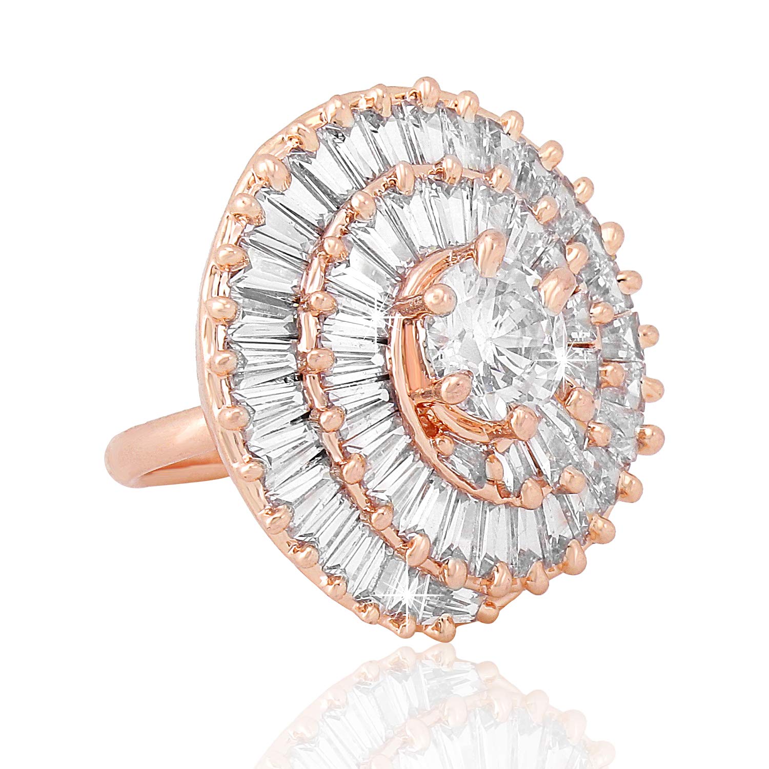 White AD Studded Adjustable Floral Ring