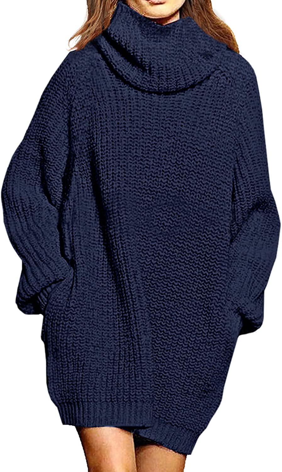Loose Turtleneck Oversize Pullover Sweater Mini Dress