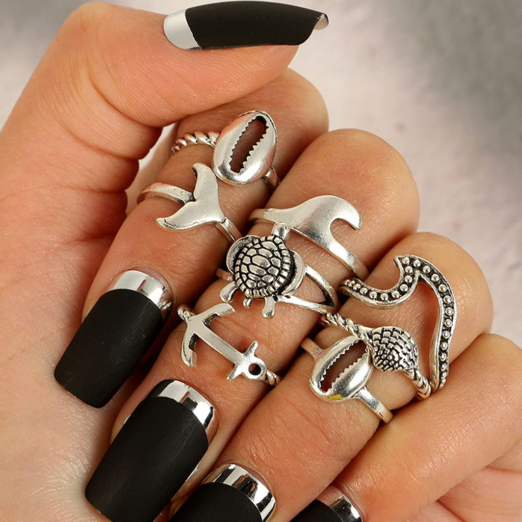 Oxidised Silver Vintage Midi Finger Ring