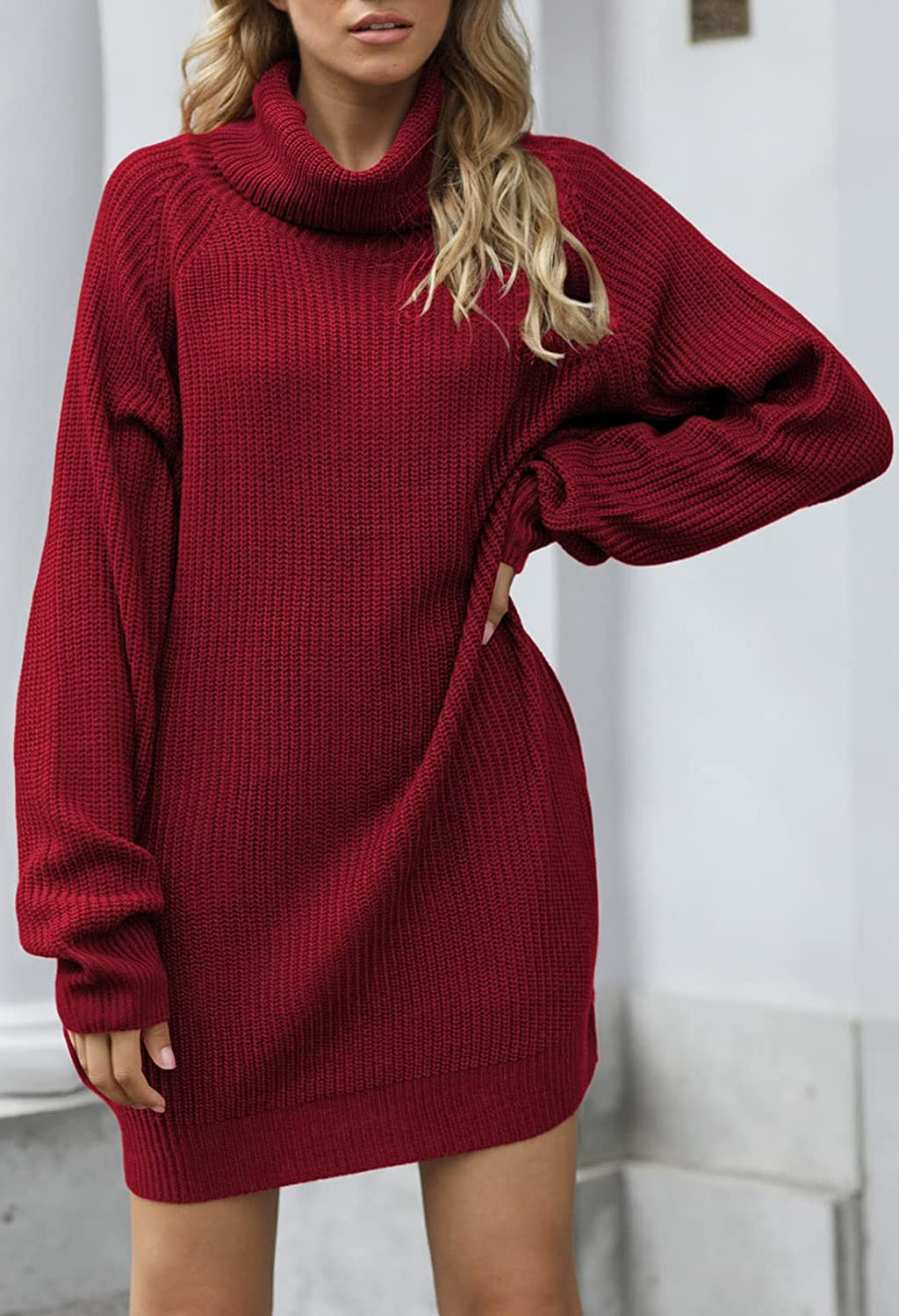 Loose Turtleneck Oversize Pullover Sweater Mini Dress