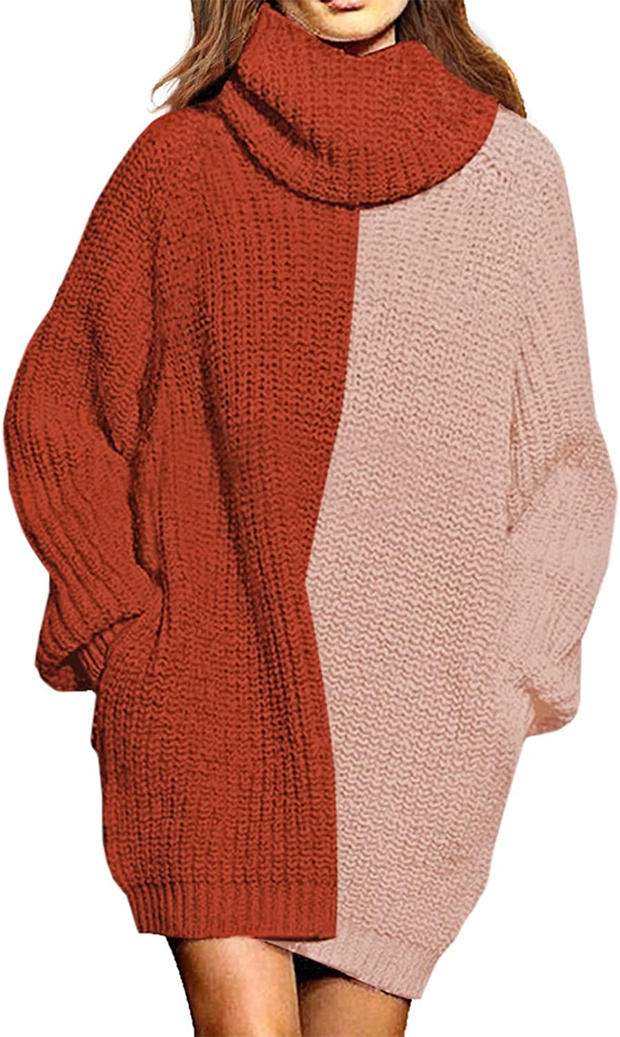 Loose Turtleneck Oversize Pullover Sweater Mini Dress