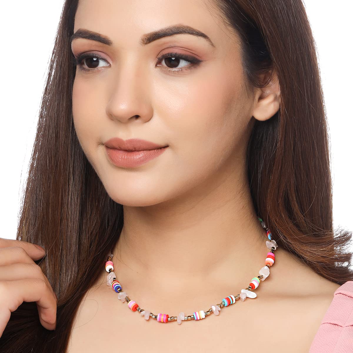 Heart Pearl Beaded Charm Necklace