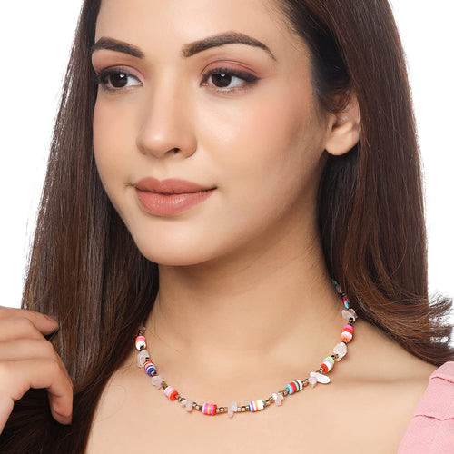 Heart Pearl Beaded Charm Necklace