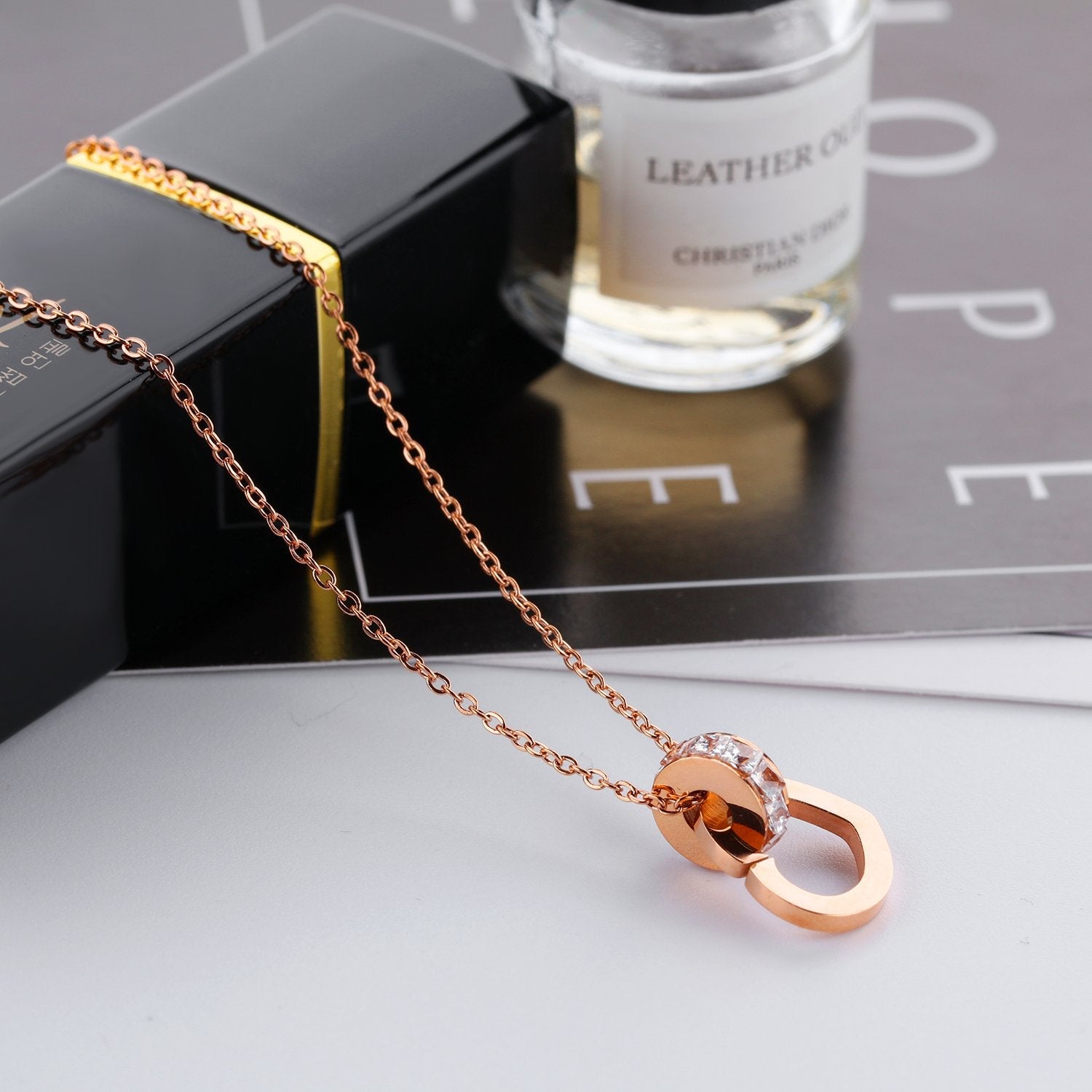 Crystal Love Heart Rose Gold Necklace