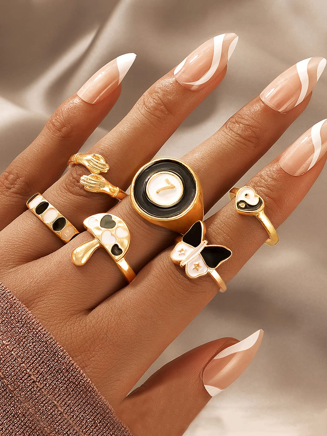 Gold Plated Six Piece Midi Finger Ring