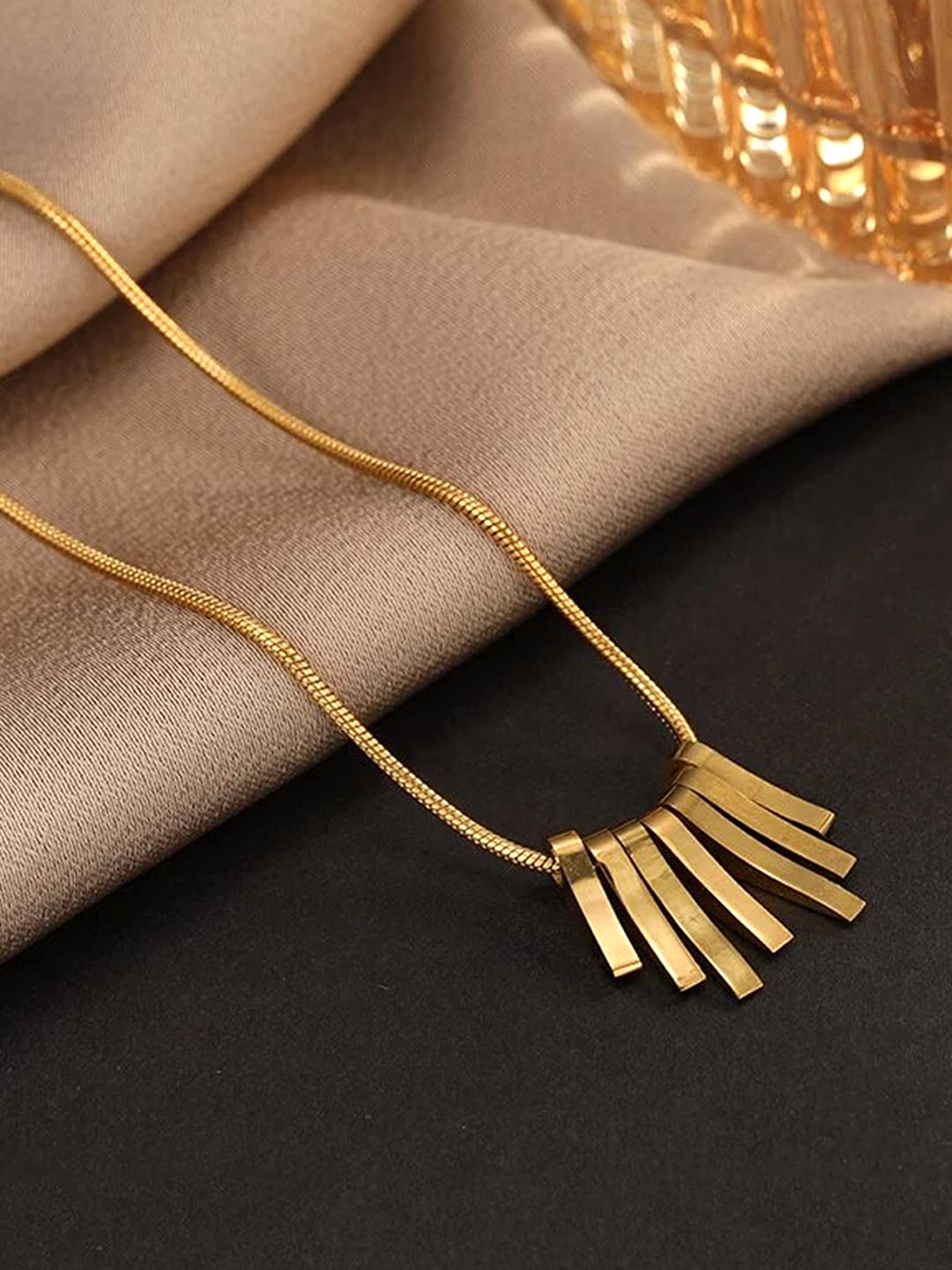 Gold Square Stainless Pendant Necklace