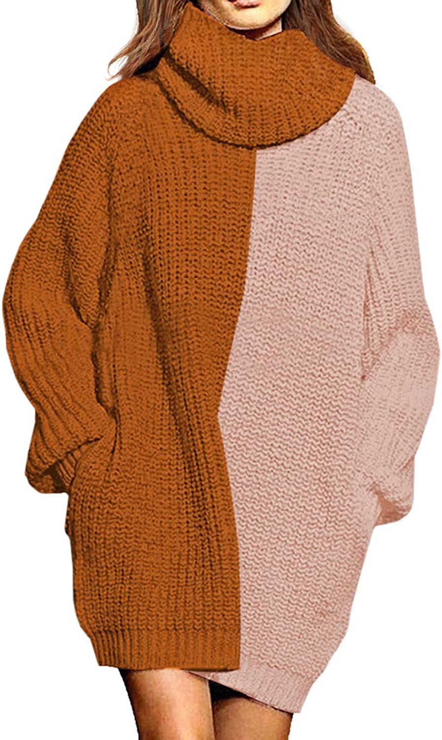 Loose Turtleneck Oversize Pullover Sweater Mini Dress