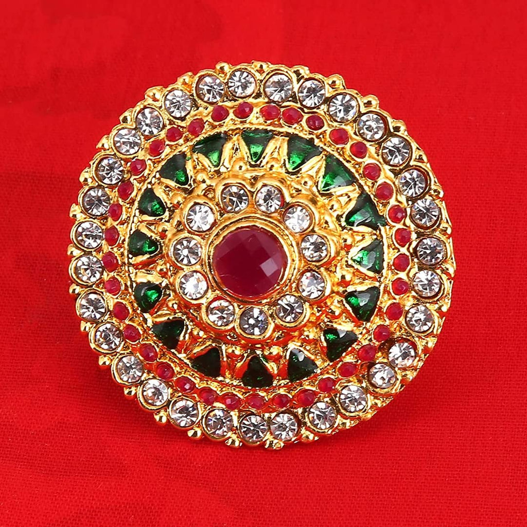 Gold Plated Adjustable Kundan Stone Ring