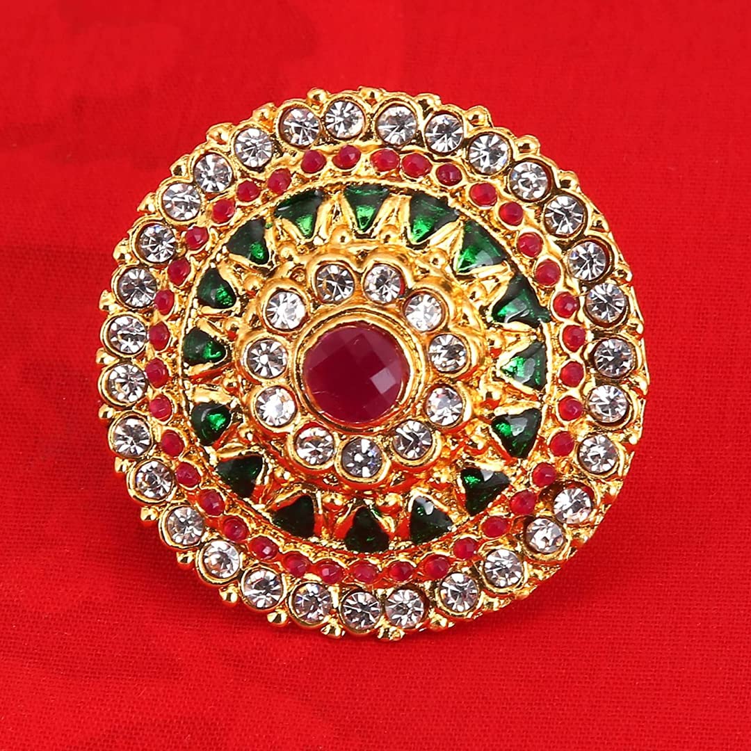 Gold Plated Adjustable Kundan Stone Ring