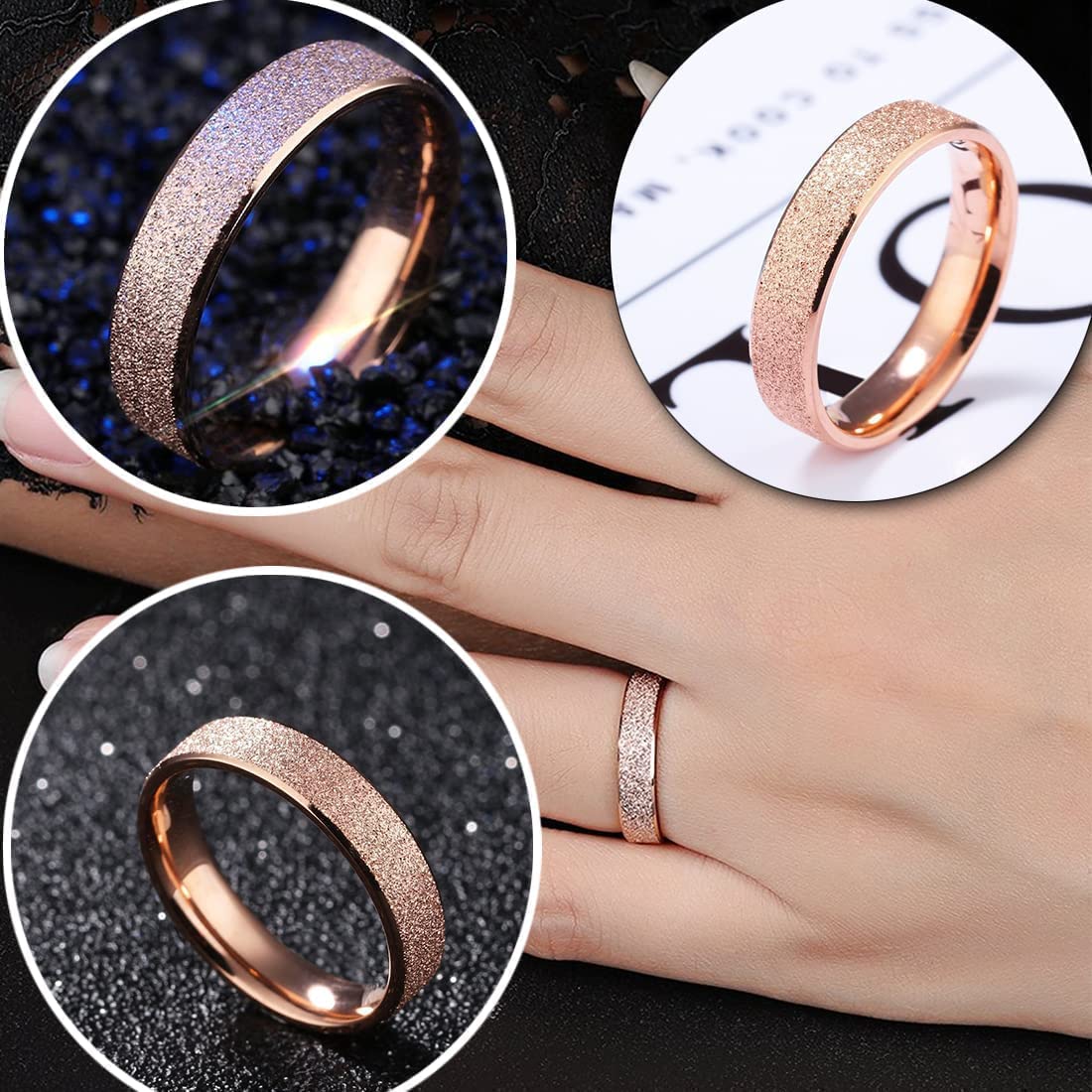 Rose Gold Stardust Stainless Steel Ring