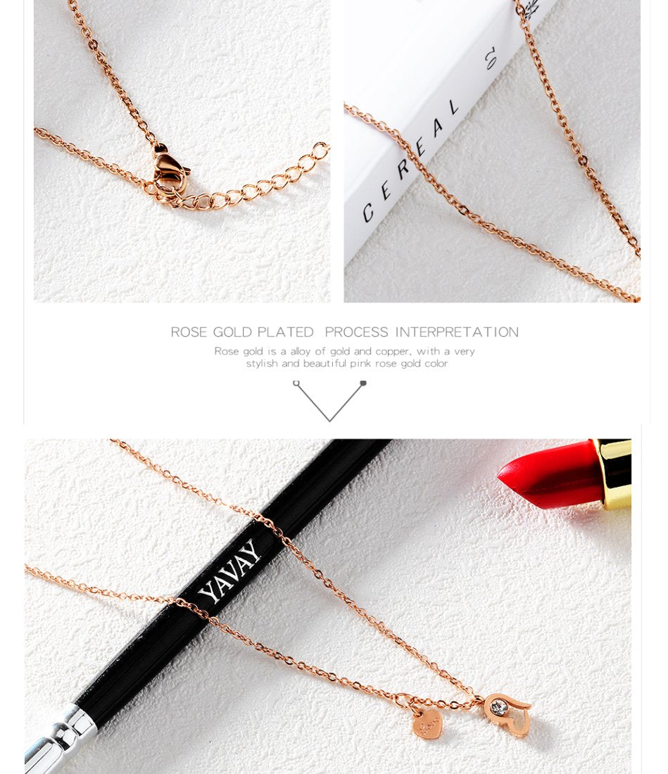 Rose Gold Love Heart Pendant Necklace