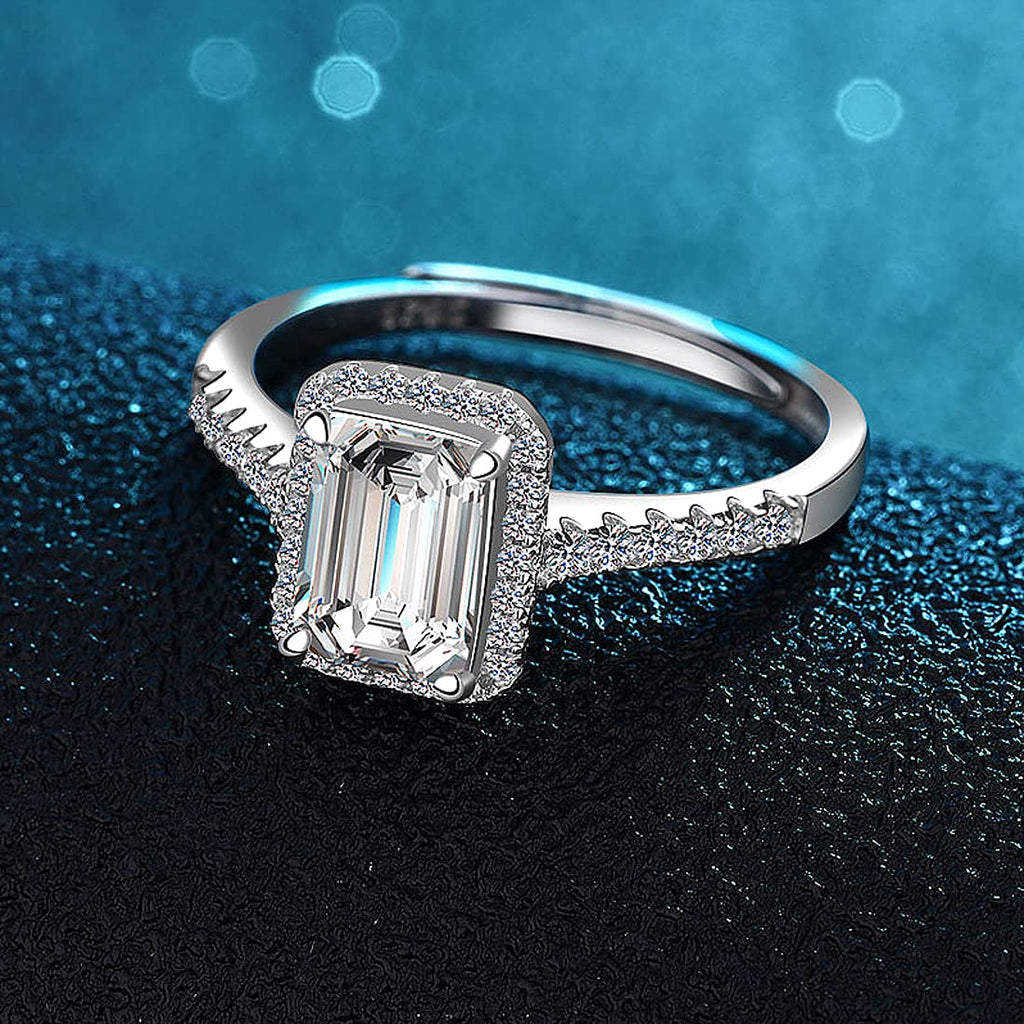 Sterling Silver Adjustable Crystal Ring