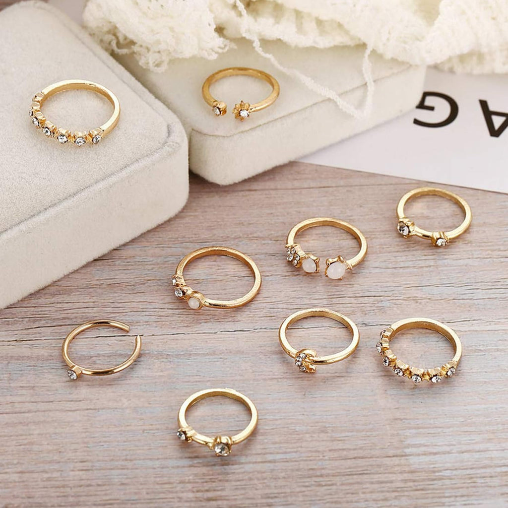 Gold Plated Nine Piece Aesthetic Ring
