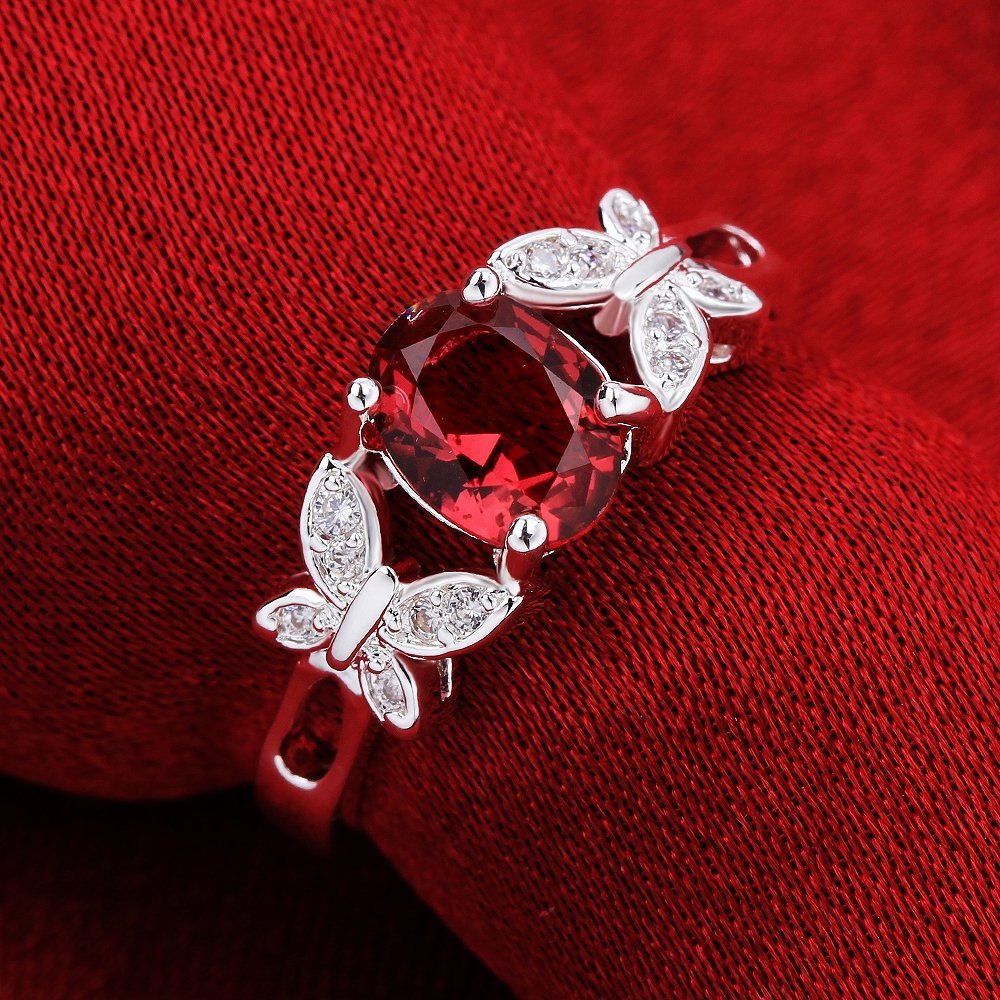 Red Crystal Rose Gold Plated Ring