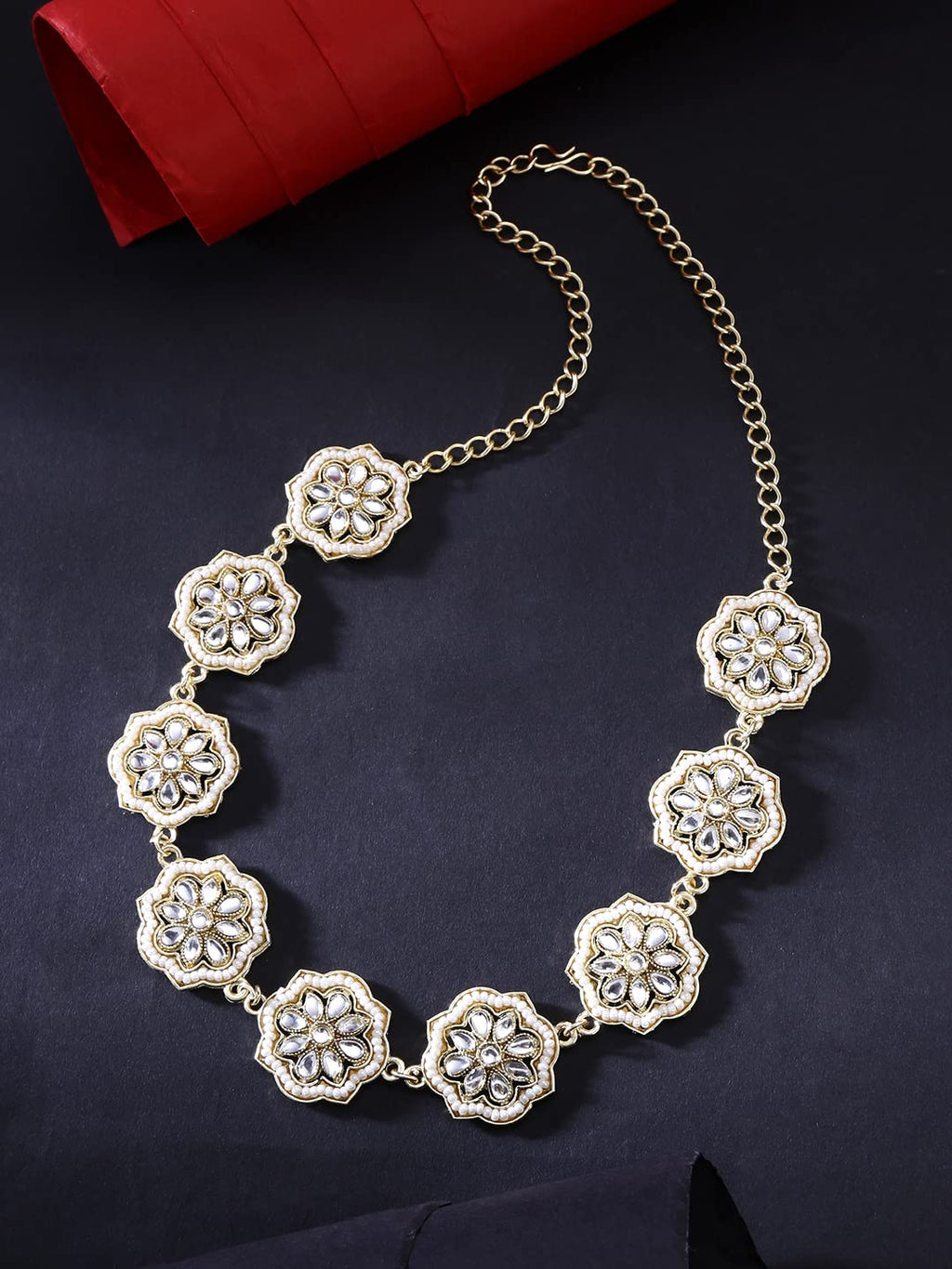 Gold Kundan Matha Patti Head Necklace