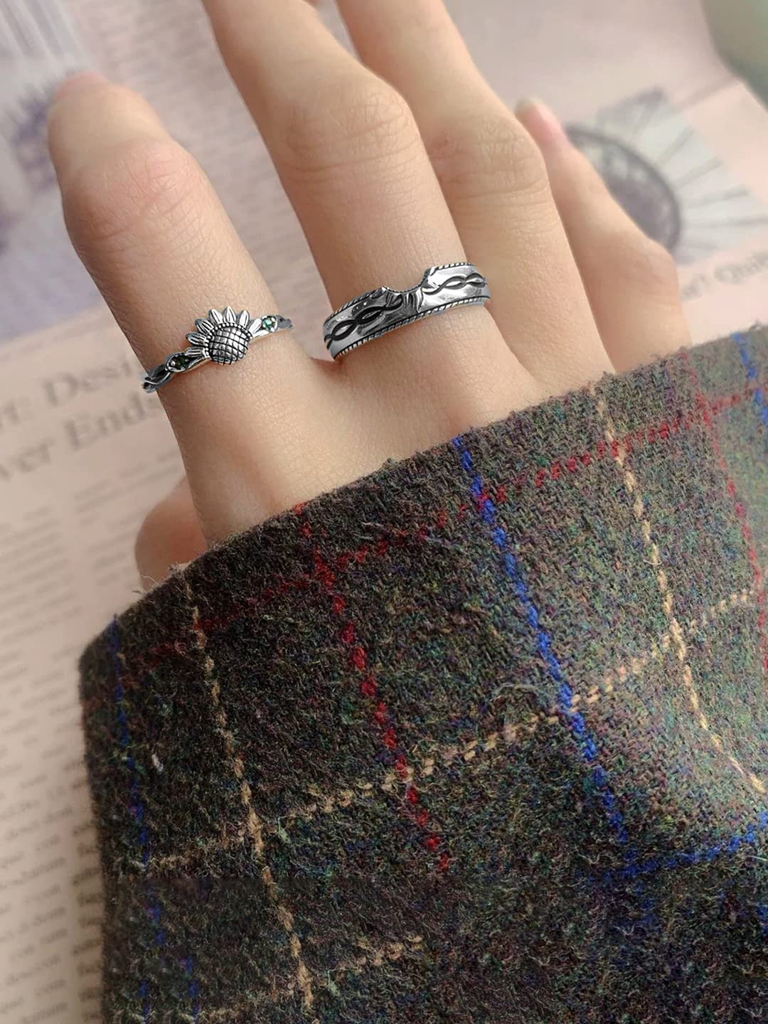 Pure Silver Adjustable Crystal Finger Ring