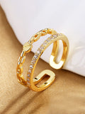 Gold Tone Crystal Multi Layer Adjustable Ring