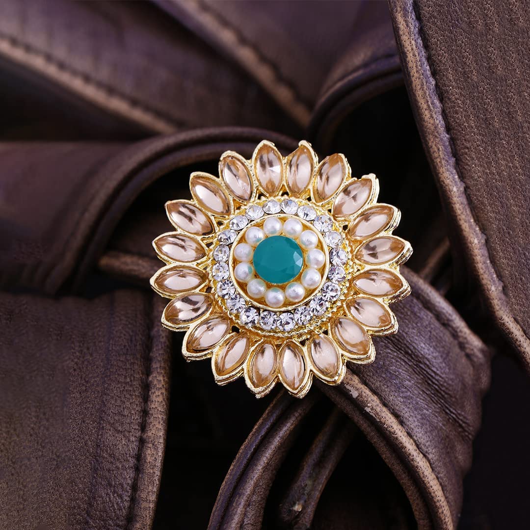 Gold Plated Adjustable Kundan Stone Ring