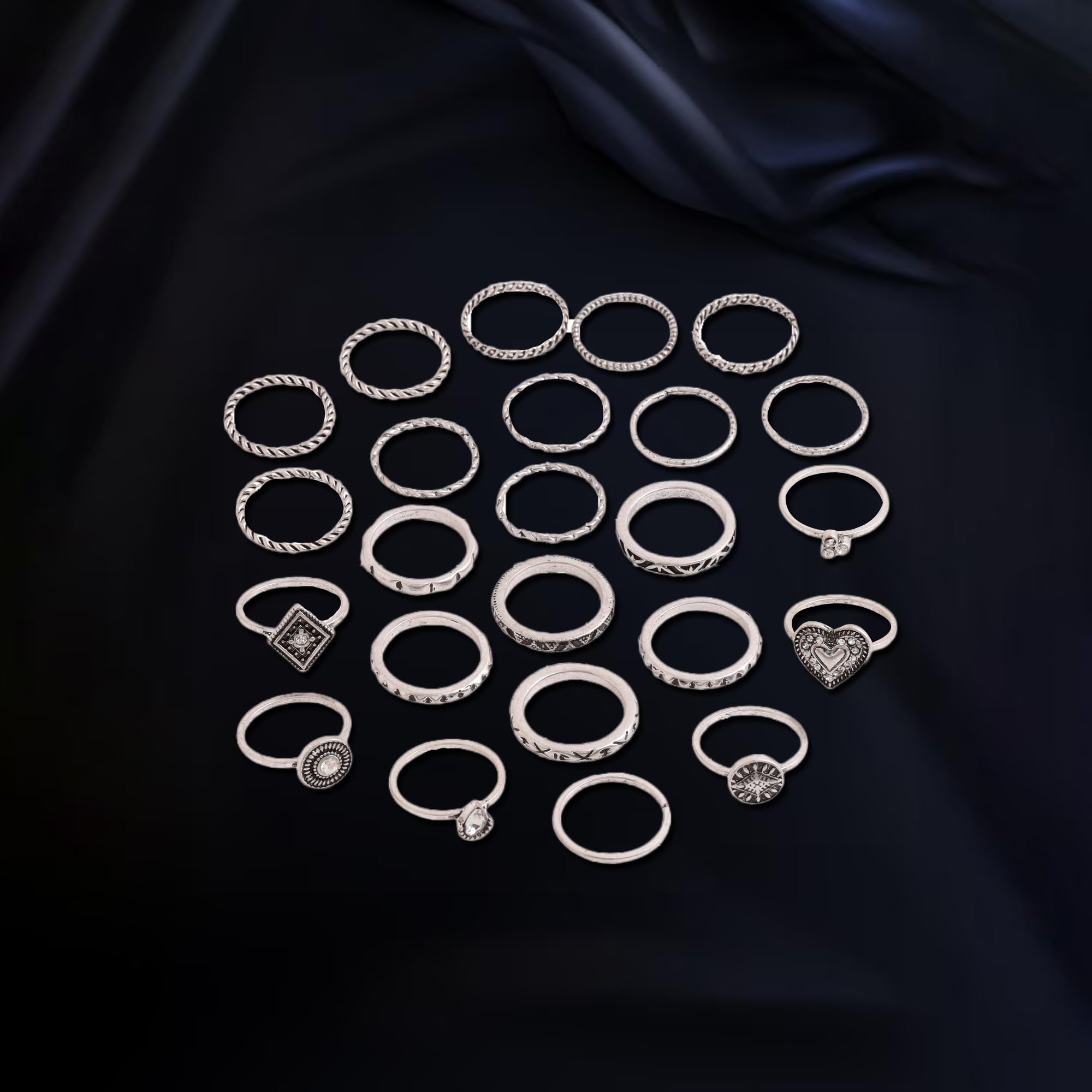 Silver Plated Aesthetic Knuckle Stack Ring