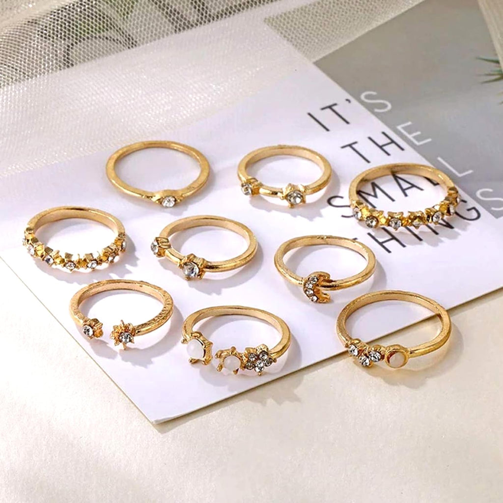 Gold Plated Nine Piece Aesthetic Ring
