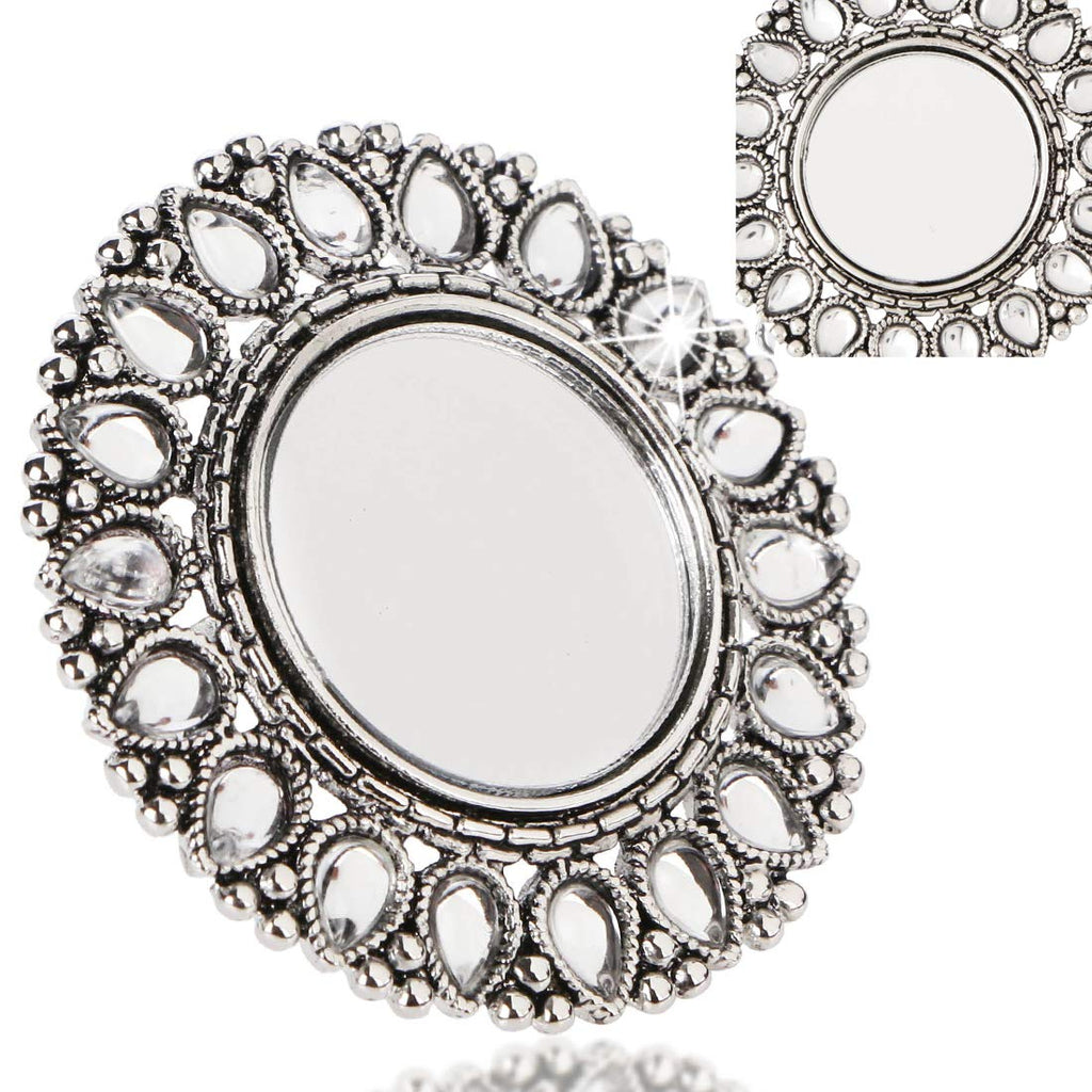 Oxidised Floral Adjustable Silver Ring