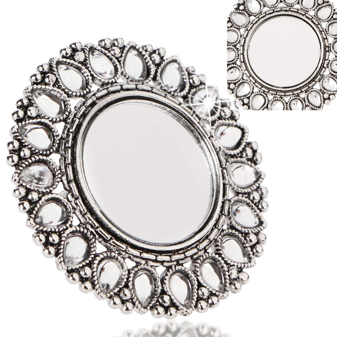 Oxidised Floral Adjustable Silver Ring