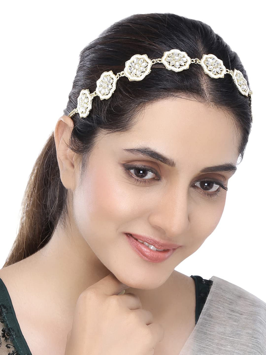 Gold Kundan Matha Patti Head Necklace