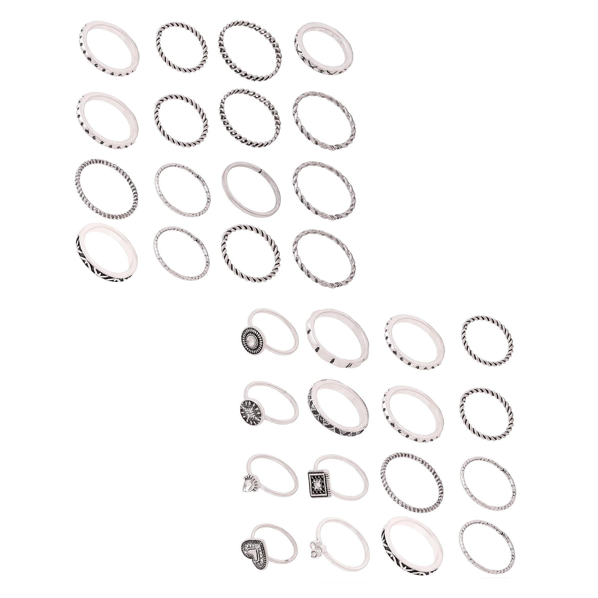 Silver Plated Aesthetic Knuckle Stack Ring