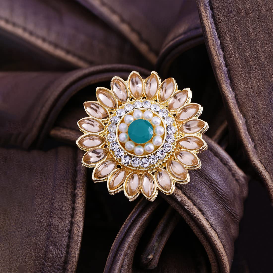 Gold Plated Floral Cocktail Adjustable Ring