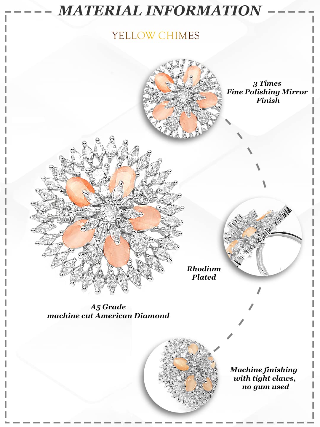 Rhodium Plated Floral AD Crystal Ring