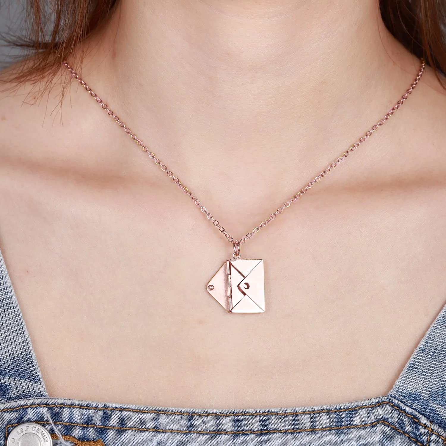 Love Letter Envelope Rose Gold Necklace