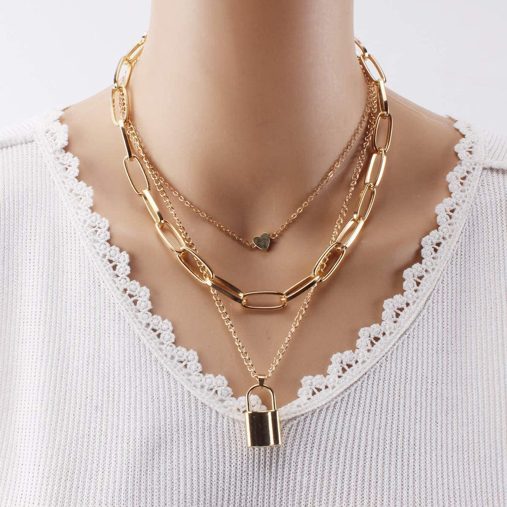 Key Heart Multilayer Gold Necklace