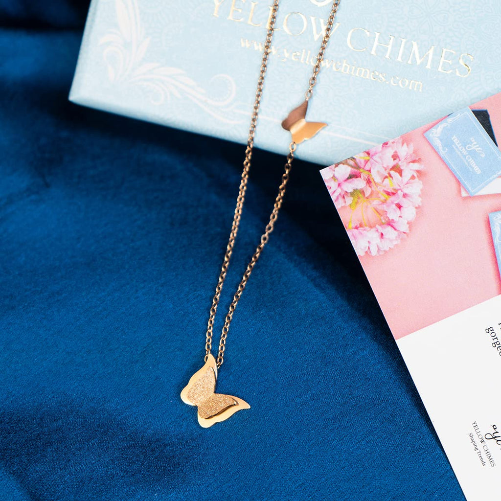 Rose Gold Long Chain Pendant Necklace