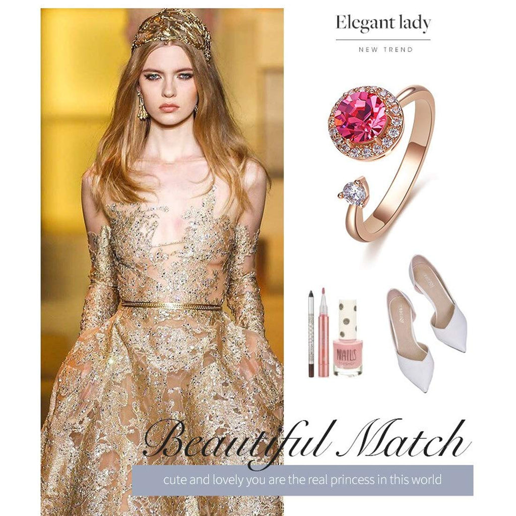 Rose Gold Swarovski Rotating Crystal Ring