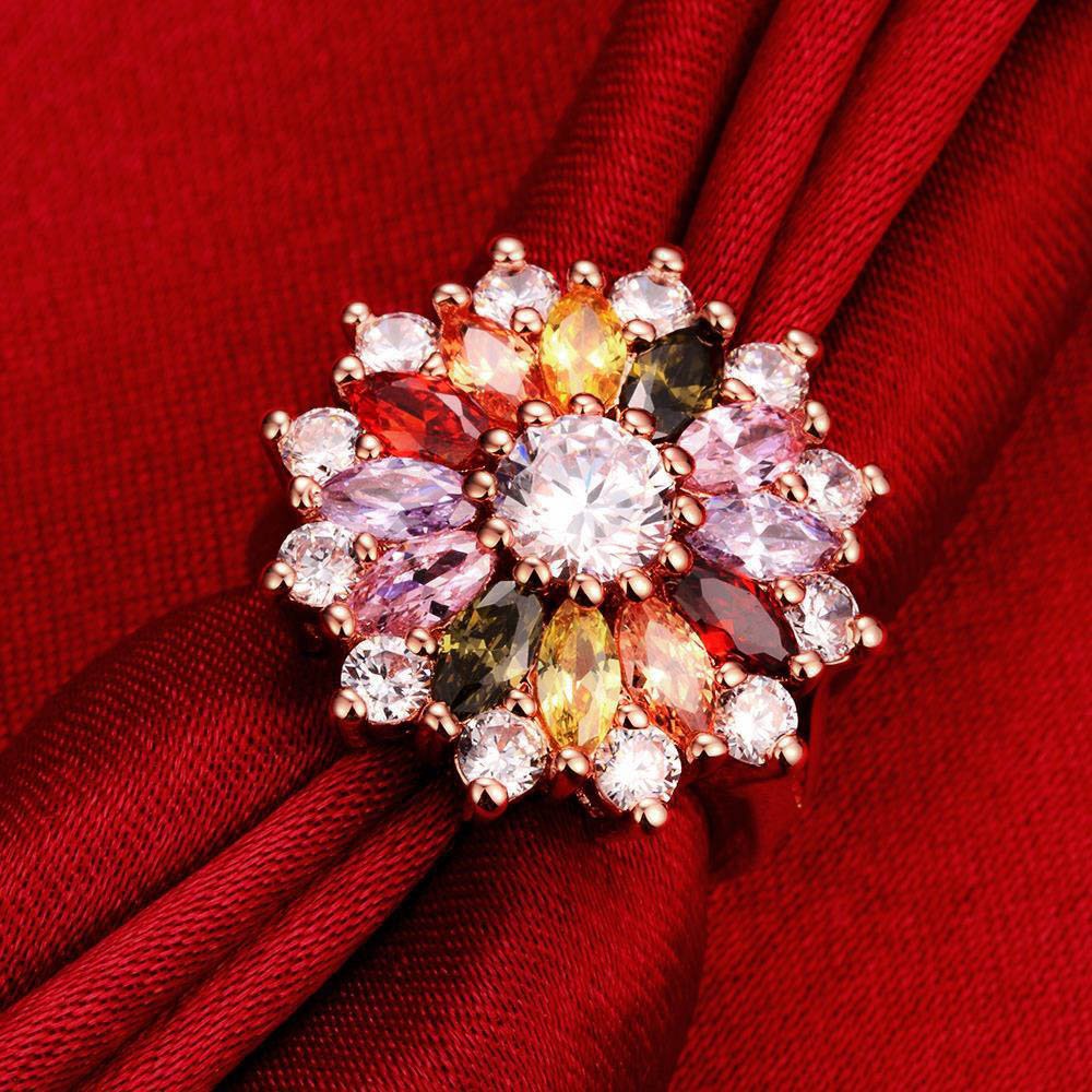 Multicolor Floral Swiss Zircon Rose Gold Ring
